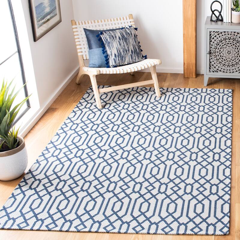 SAFAVIEH Augustine Yolonda Contemporary Cotton Rug - 9' x 12' - Navy/Light Grey