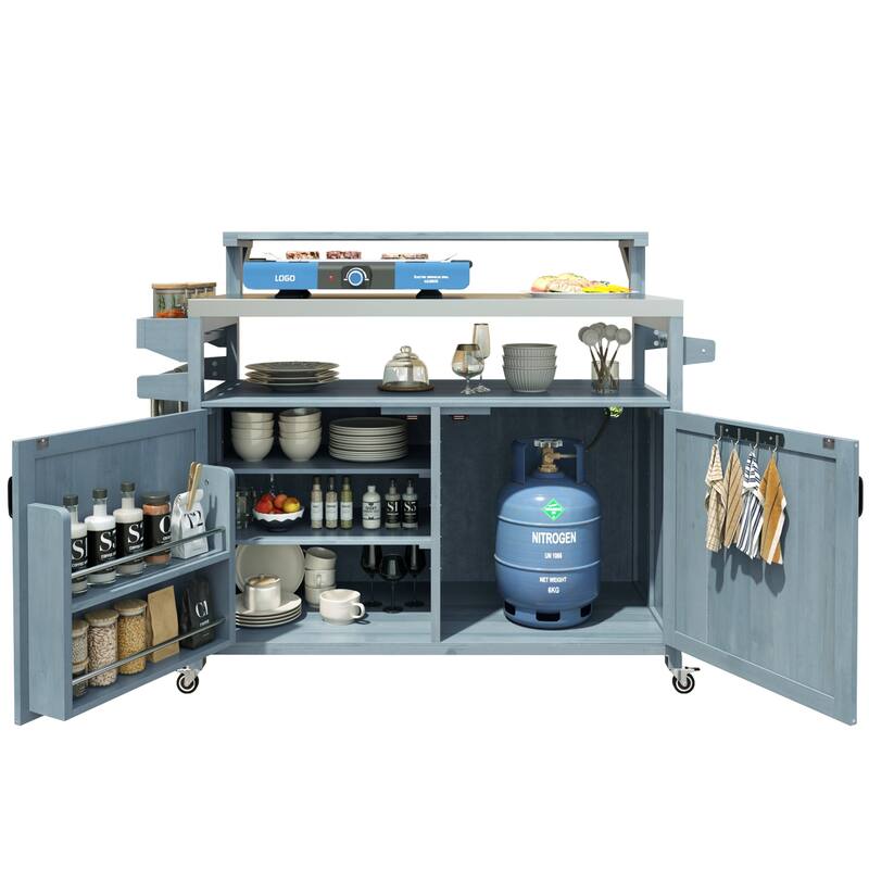 Outdoor Kitchen Island Rolling Grill Cart Sideboards Prep Table