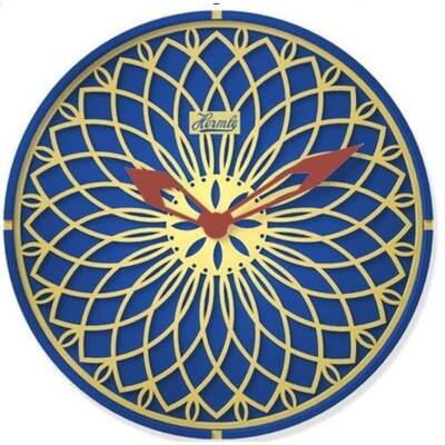 Round Wooden Panel Wall Clock - 12" - Blue and Yellow