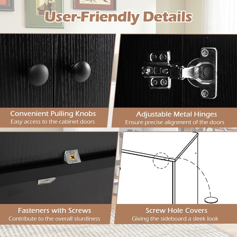 Gymax Sideboard Buffet Cabinet 2-Door Kitchen Storage Cabinet w/