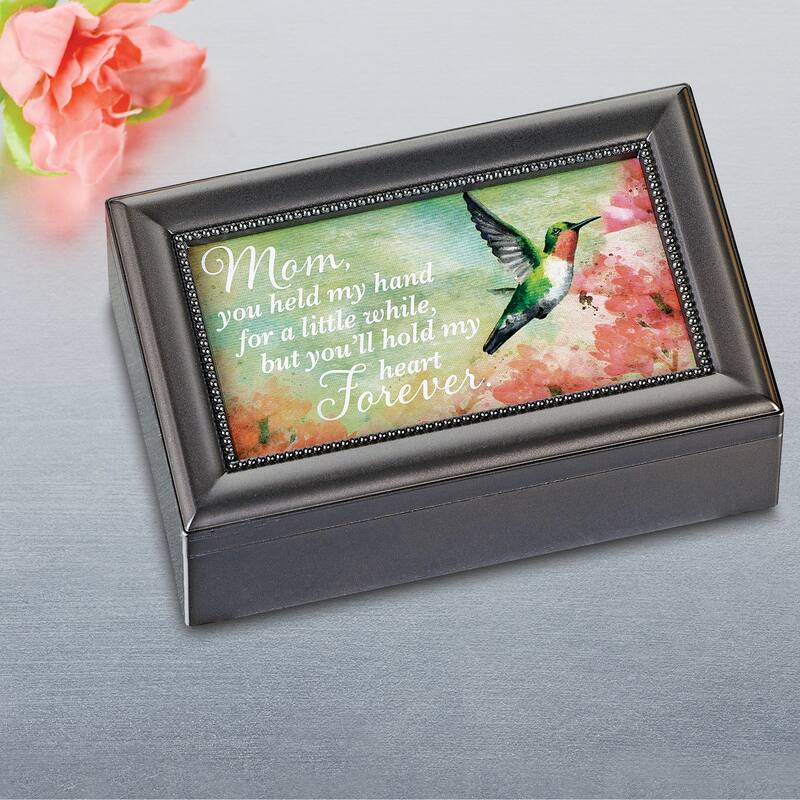 Hummingbird Sentiment Music Storage Box - 7.250 x 5.000 x 3.500 - Green