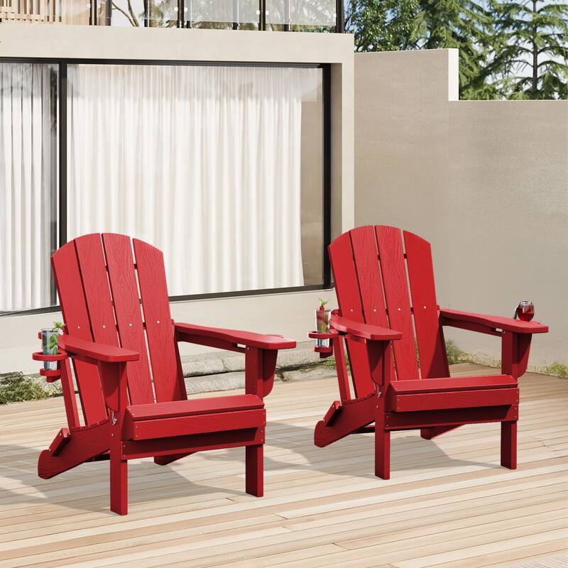 Foldable HDPE Adirondack Chair with Dual Cup Holders