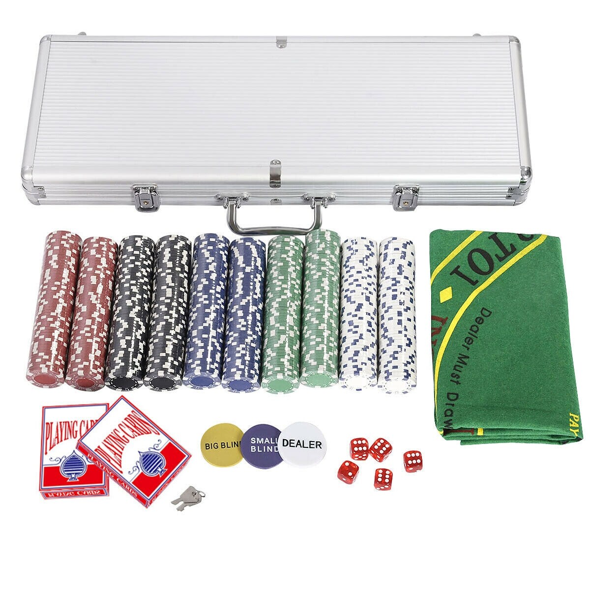 Trademark Poker 1000 Chip Big Slick Texas Holdem Poker Chip Set with Aluminum Case Silver