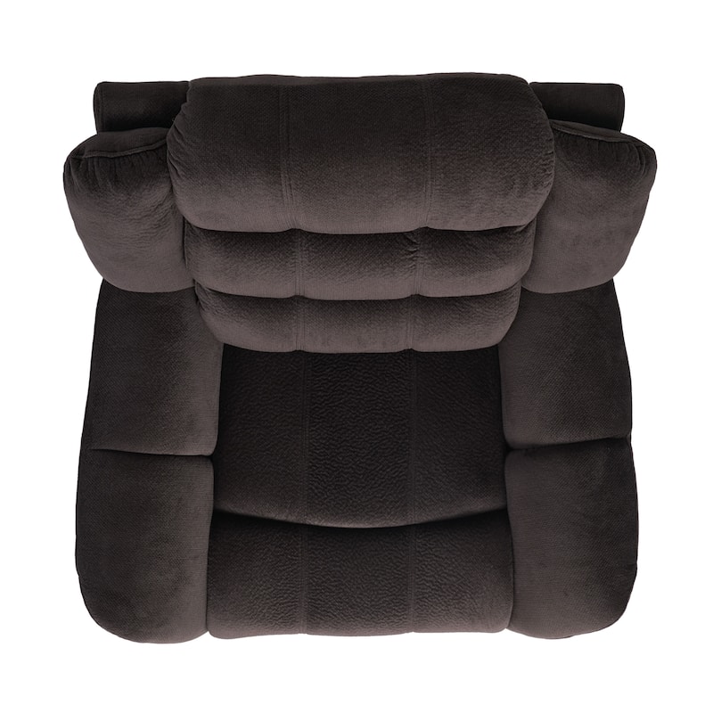Oversized Brown Plush Fabric Glider Recliner Chair