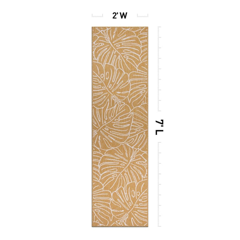 World Rug Gallery Contemporary Tropical Leaves Indoor/Outdoor Area Rug