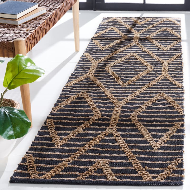 SAFAVIEH Flatweave Natural Fiber Sunje Jute Rug - 2'3" x 8' Runner - Black/Natural