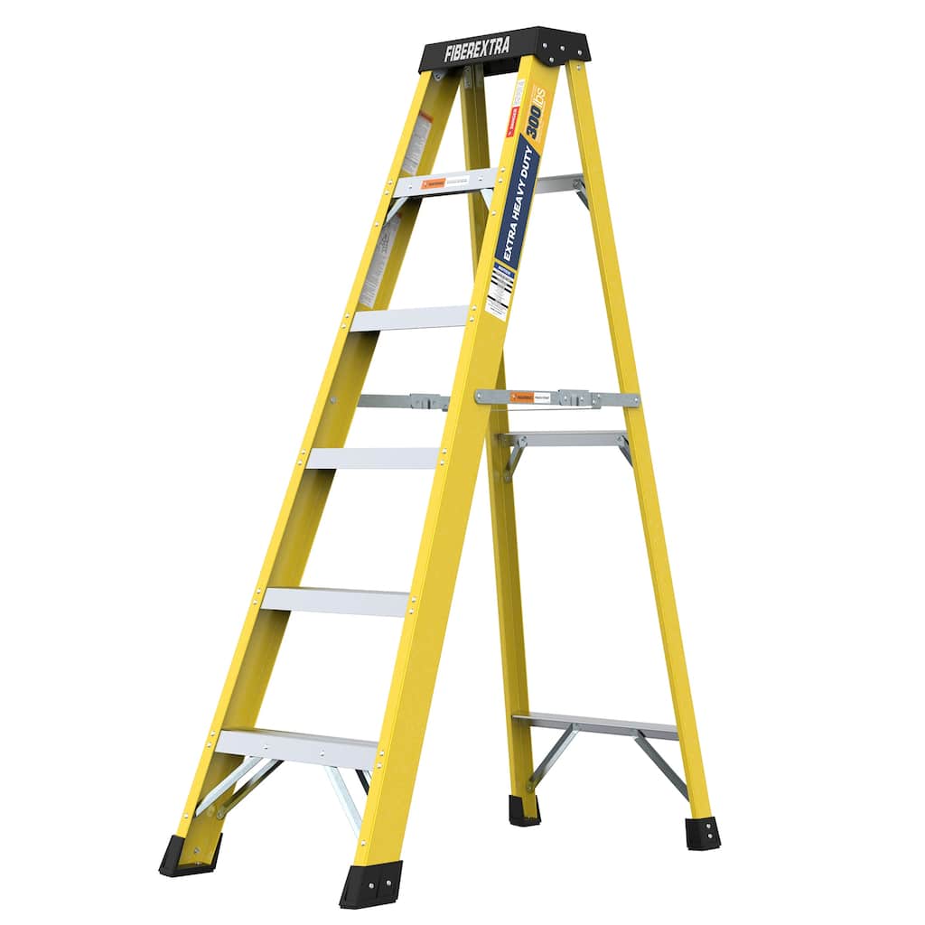 Fiberglass Reinforced Single Side Ladder - Lightweight Non-Conductive Access Ladder 6 Step Yellow