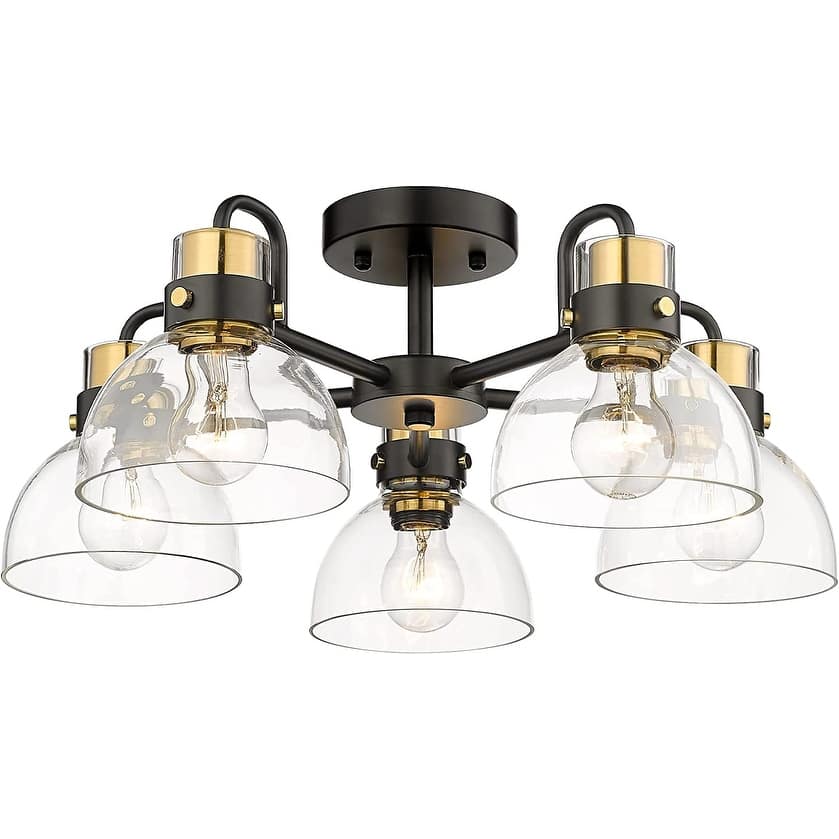 Semi Flush Mount Ceiling Light Fixtures with Clear Glass Shade