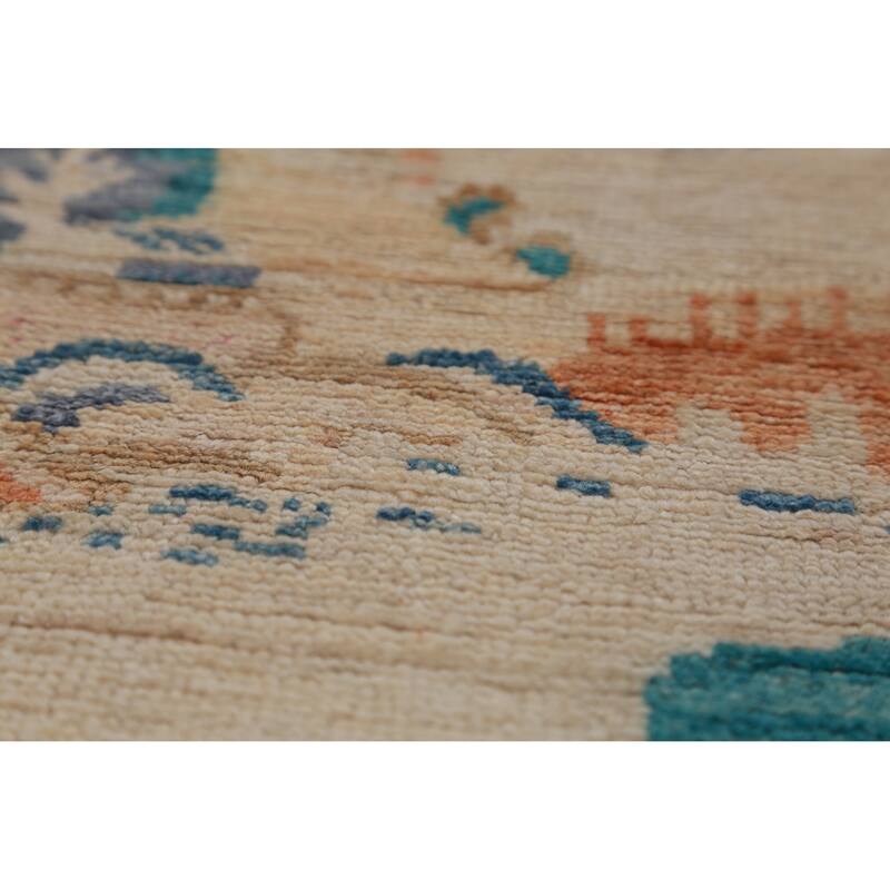 Hand Knotted Oriental 100% Wool Carpet Traditional Pictorial Beige & Ivories Art Deco Area Rug - 4' 9'' X 3' 3''