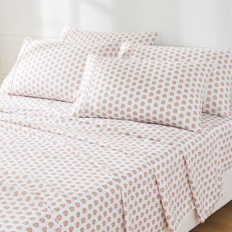 Lush Decor Prisha Floral Peach Sheet Set