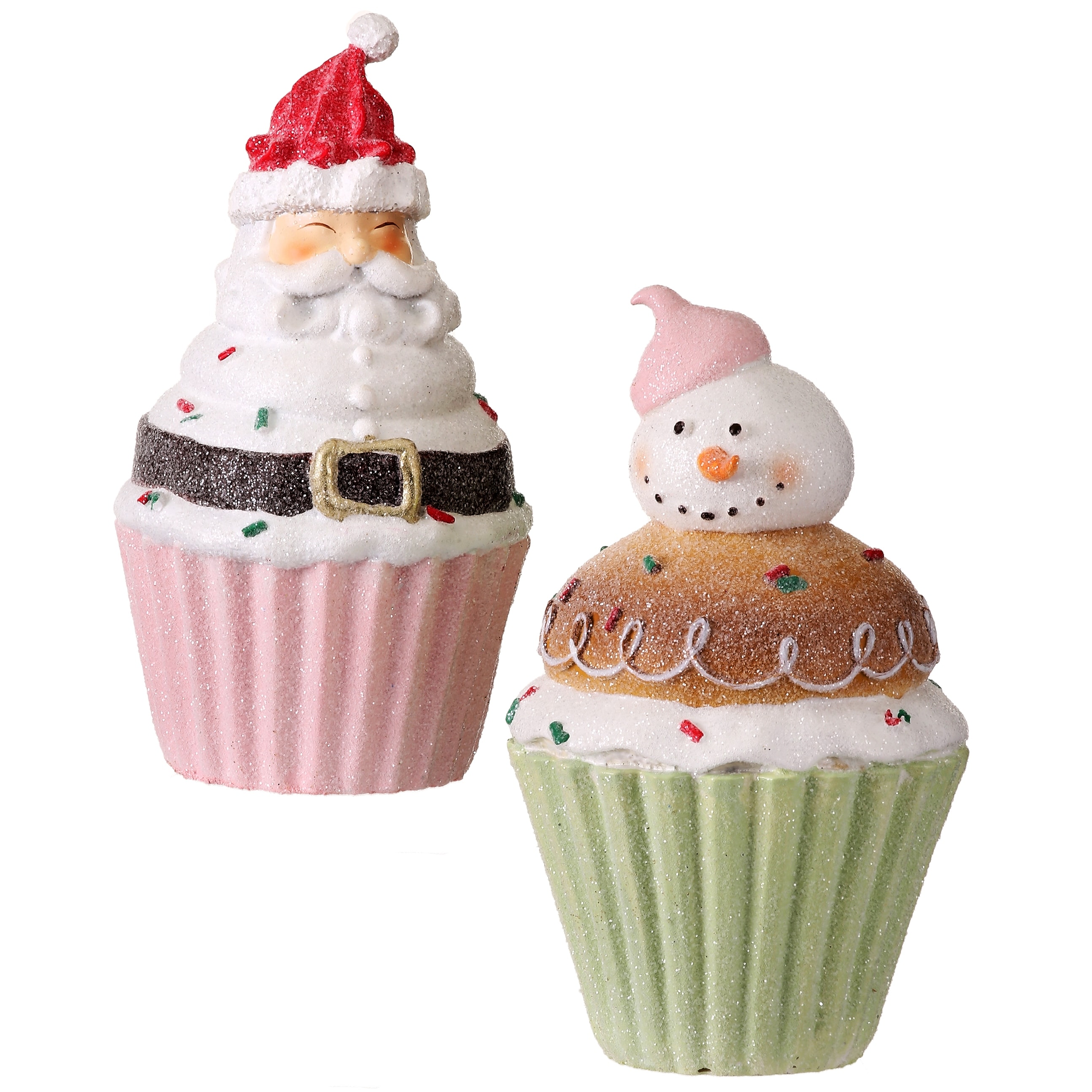 6 5 Resin Frosty Santa Snowman Cupcake Set Of 2 Overstock 32428305
