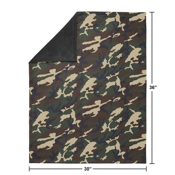 Woodland Camo Collection Boy Baby Receiving Security Swaddle Blanket - Beige Green and Black Rustic Forest Camouflage