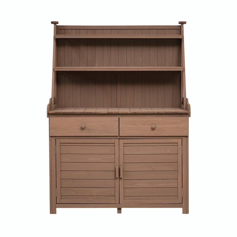 65-inch Garden Potting Bench - Fir Wood Workstation with Storage Shelf, Drawer