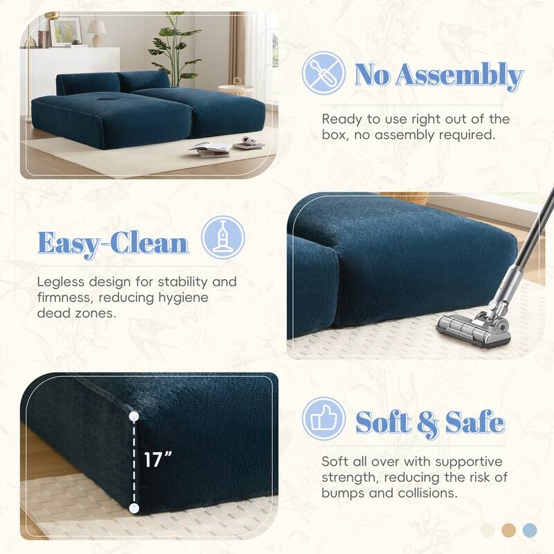 Spacious Foam-Filled Modular Sofa Bed for Living Room, Elderly-Friendly Design