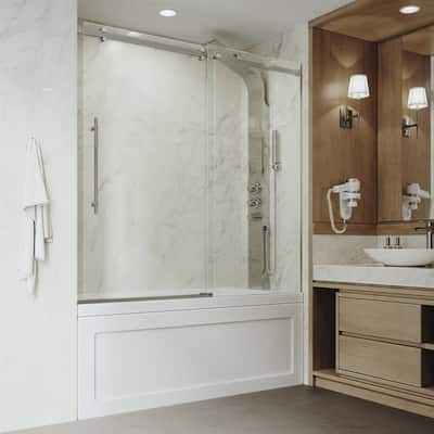 Vigo Luca 57-13/16" High X 60" Wide Sliding Frameless Tub Door with