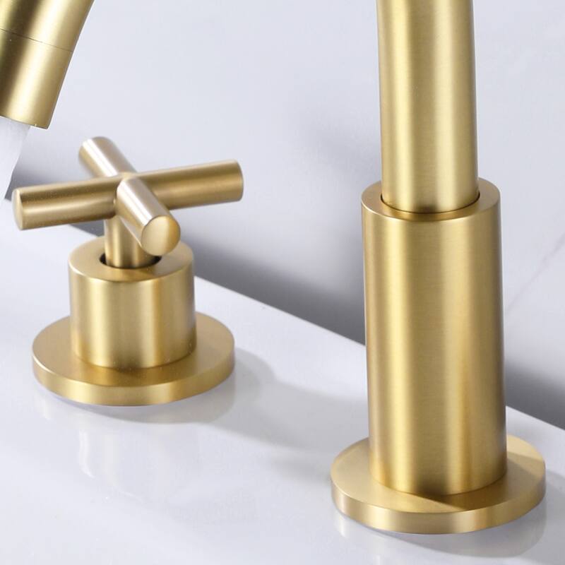 2-Cross Handles Deck Mounted Widespread Bathroom Sink Faucet