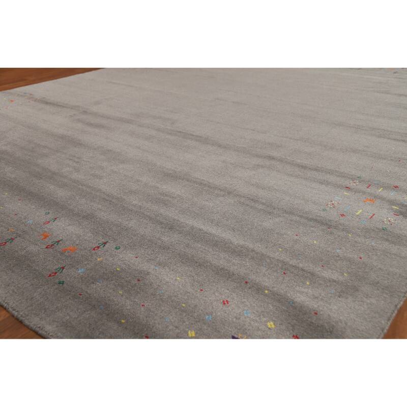 Hand Knotted Oriental 100% Wool Carpet Tribal Tribal Greys & Charcoal Gabbeh Area Rug - 10' 2'' X 8' 5''