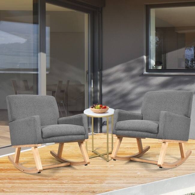 Rocking Chair Upholstered Armchair with Lumbar Support