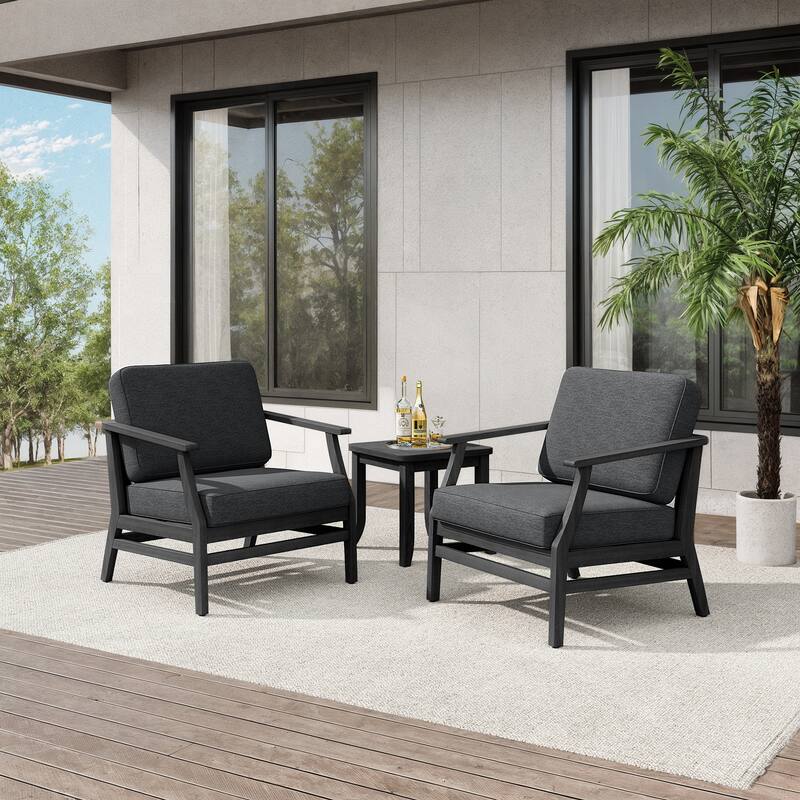 Teak Outdoor Bistro Set with Weather-Resistant Cushions (3-Piece Set)