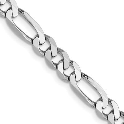 Curata 14k White Gold 5.0mm Flat Figaro Chain Bracelet