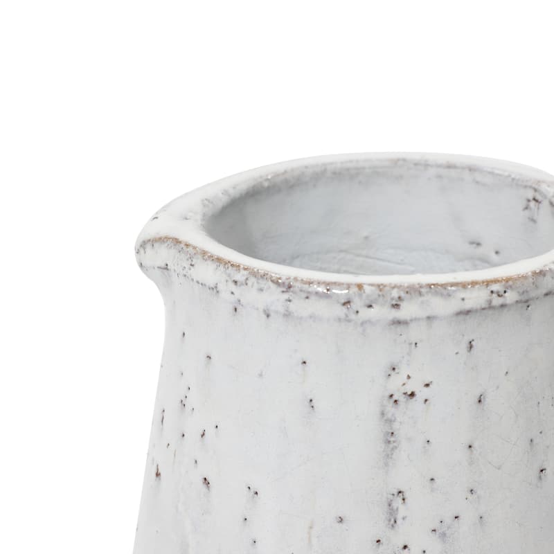 Vintage White Ribbed Terracotta Vase (Single)