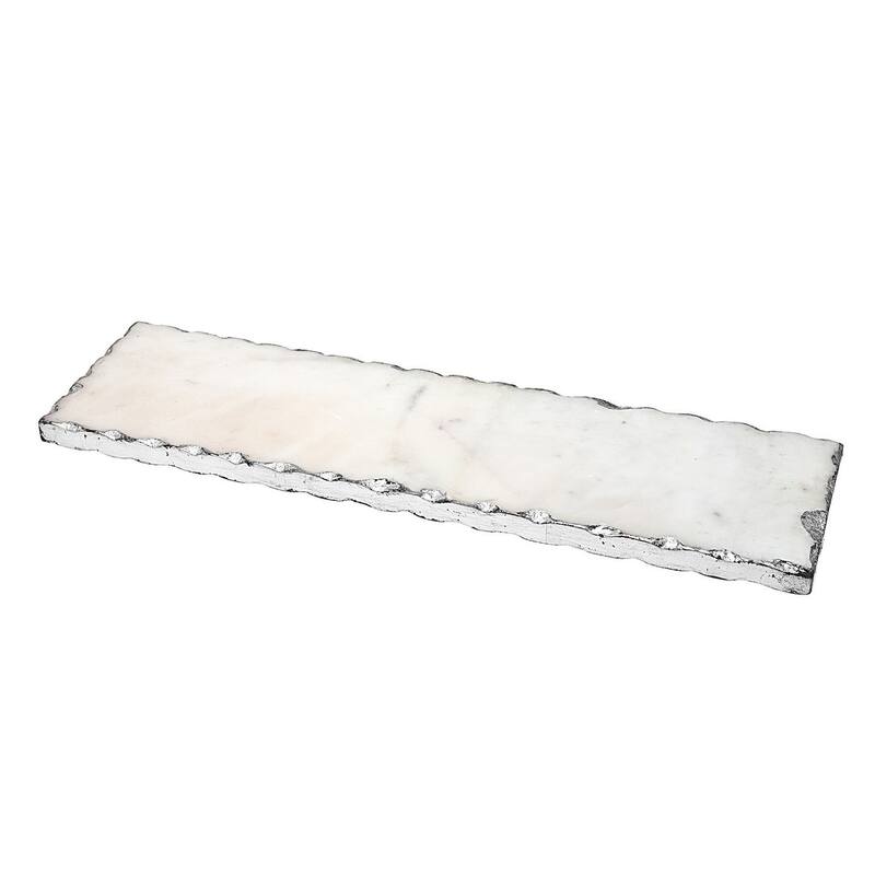 HomeRoots 18" White Rectangular Marble Vanity Tray