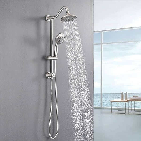 slide 2 of 25, Wall Mounted Shower Faucet With Handheld Shower 6 Inch Rain Shower Head Combo Set Shower System With Slide Bar, NO VALVE