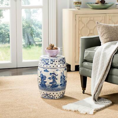 SAFAVIEH Ocean Jewel Chinoiserie Blue Ceramic Decorative Garden Stool