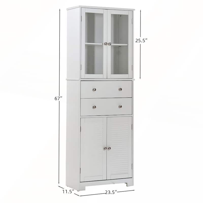 67in Tall Kitchen Pantry Cabinet with Doors and Shelves