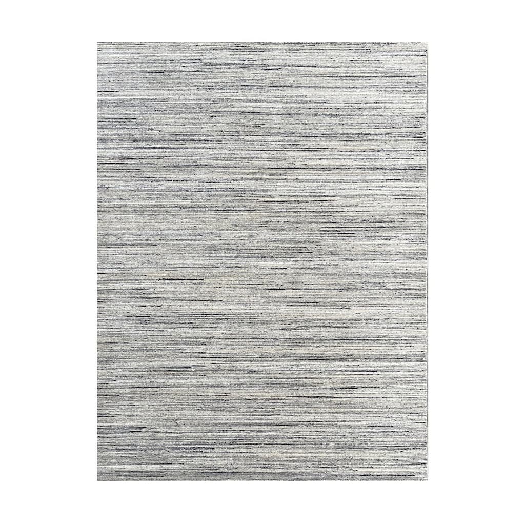 Natural Ivory Hand-Knotted Wool Modern Lori Baft Gabbeh Solid Color Rug, 8' x 10', soft stylish area accent - L