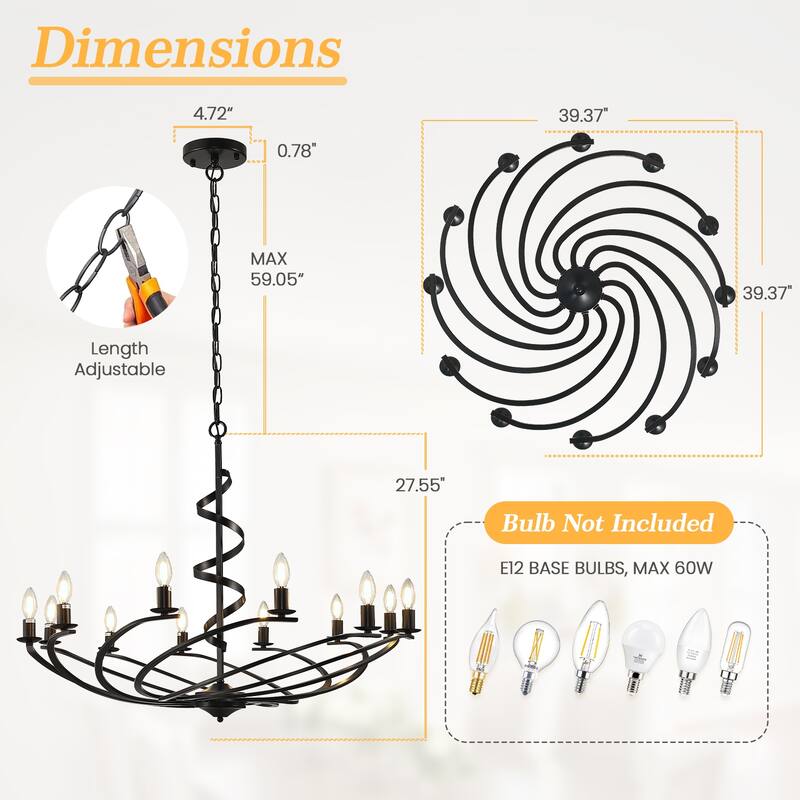 Vintage Swirling Ribbon Shaped Candle Chandelier