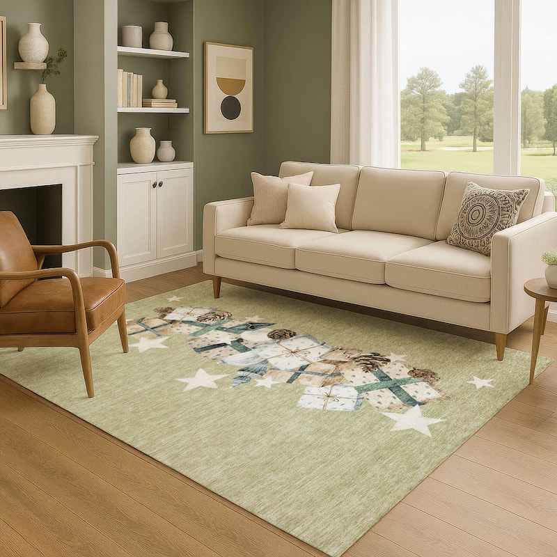 Premium Washable Super Soft Christmas Presents Mayfield Rug - Aloe - 9' x 12'