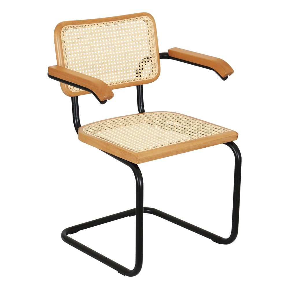 Breuer Chair Company Marcel Breuer Cesca Cane Cantilever Armchair Arm Chair w/ Black Steel Frame (Various Wood & Cane Colors)