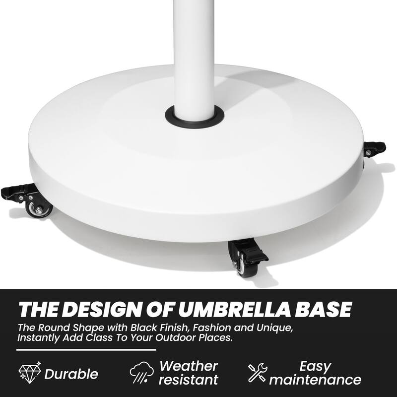 55 lbs Patio Market Umbrella Base Stand Cement/Concrete Weights Base Holder with Wheels - Dia. 18.9" x 18.1" high