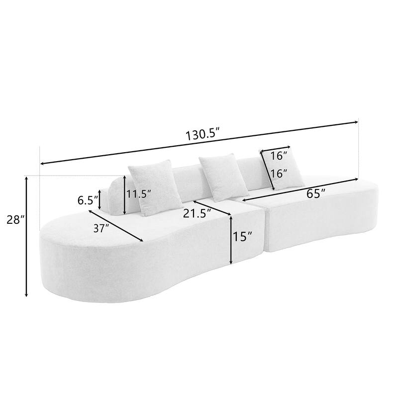 Modern Curved Combination Sofa, Polyester, Brown, No Assembly Required