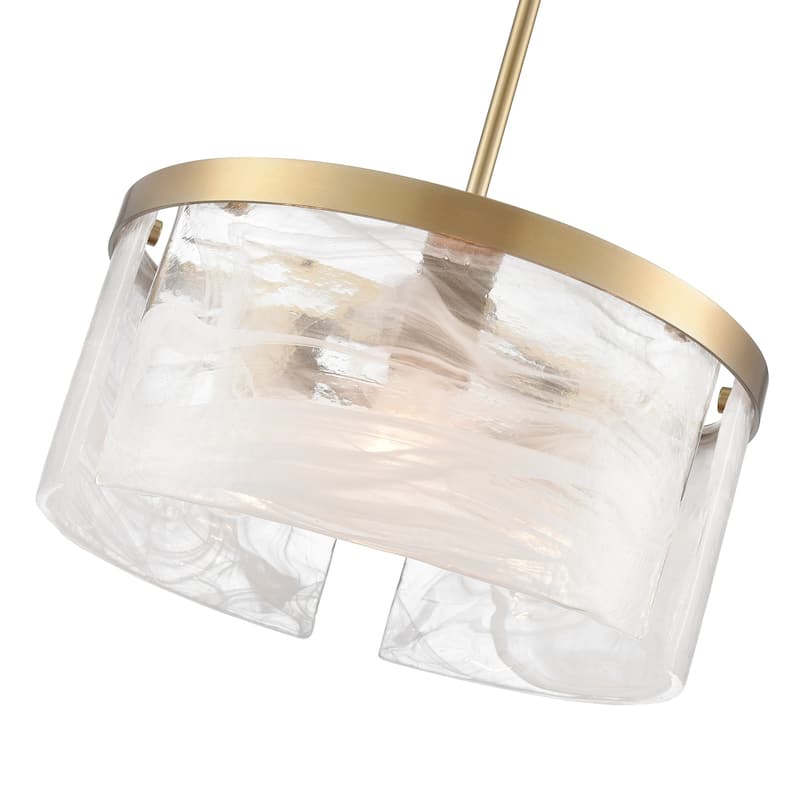 Artcraft Skye - 3-Light Pendant 15" - Brushed Brass Finish - Wispy White Murano Style Alabaster Glass Shade