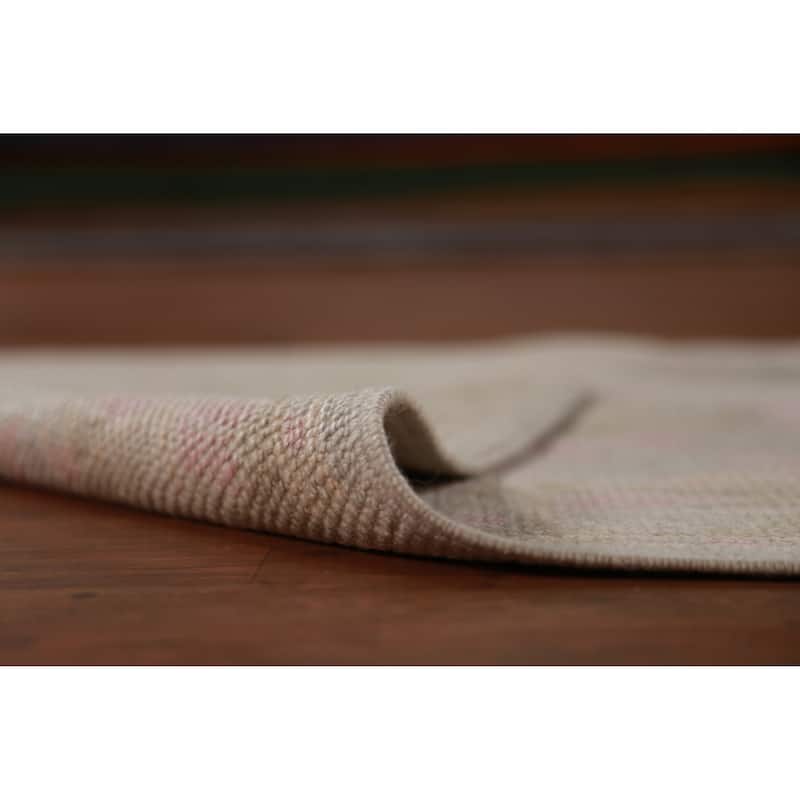 Hand Knotted Oriental 100% Wool Carpet Transitional Geometric Greys & Charcoal Oushak Runner Rug - 12' 11'' X 3' 5''