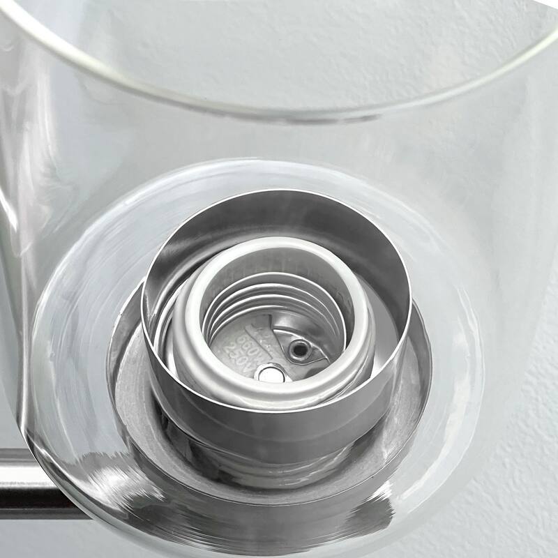 3-Light Brushed Nickel Cylinder Modern Bathroom Vanity Light with Clear Glass Shade,Wall Lamp for Mirror Kitchen Bedroom