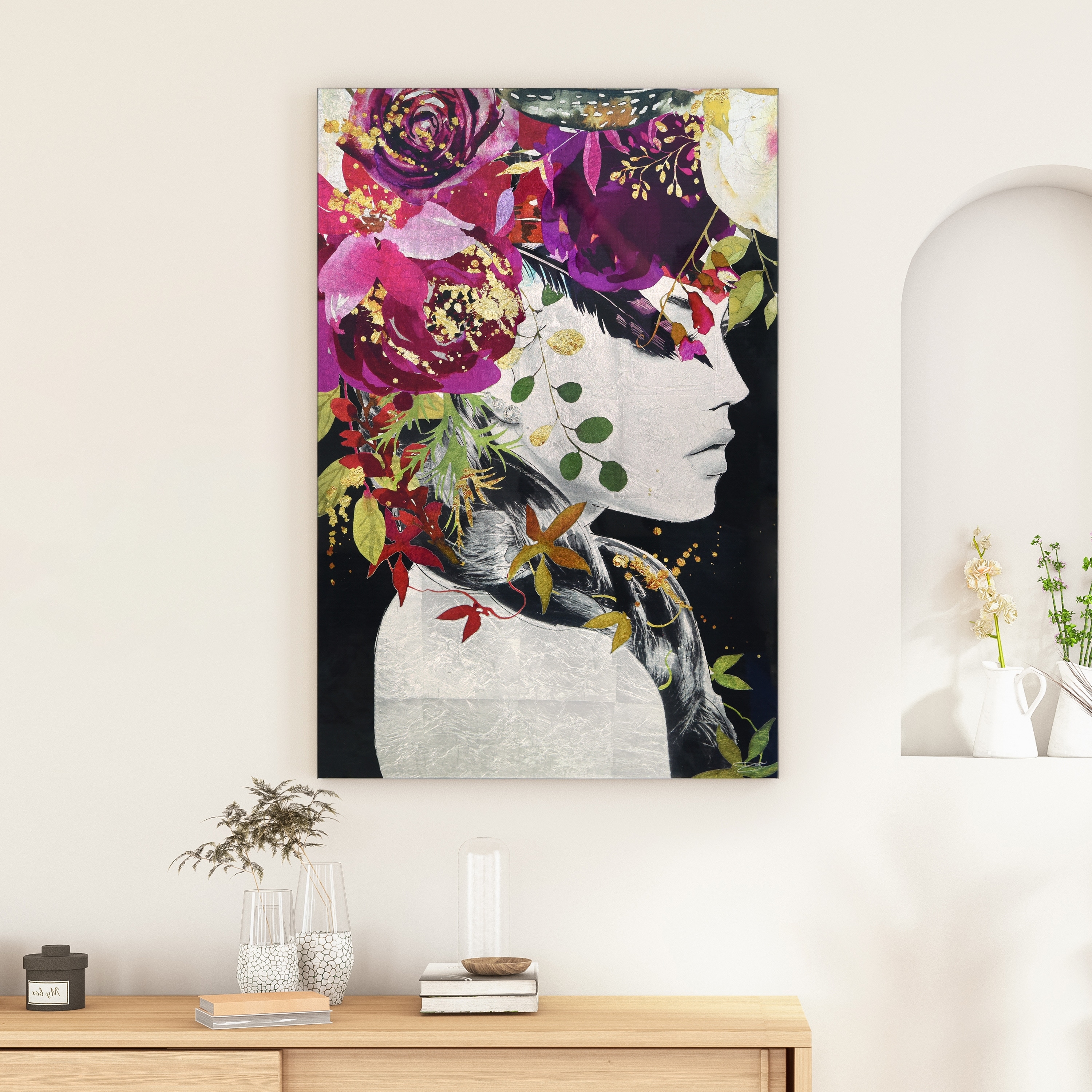 Pastel Fleur I&II Frameless Free Floating Reverse Printed Tempered Glass Wall Art Set of 2