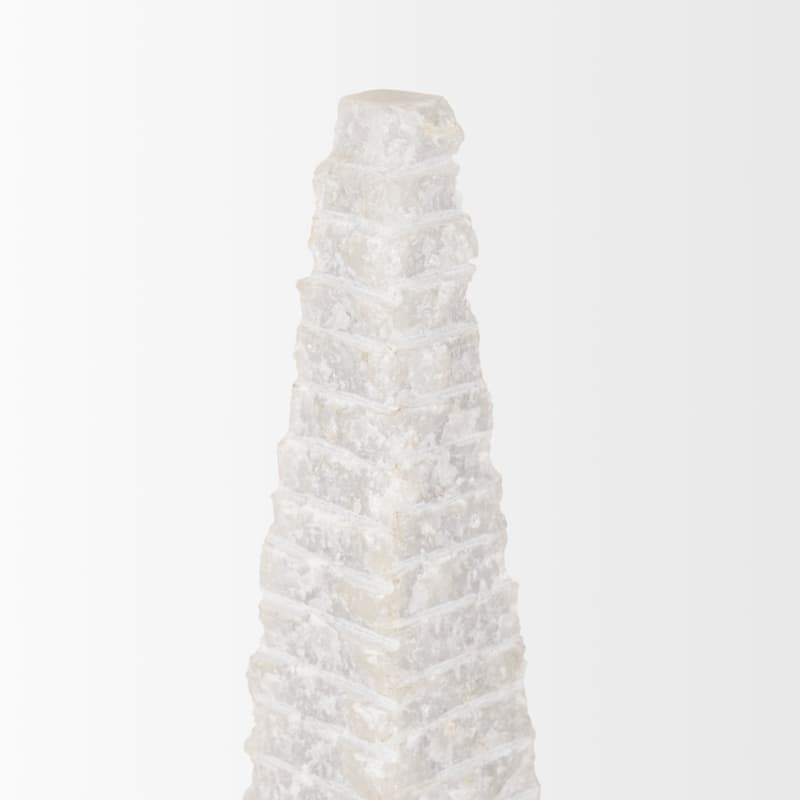 Pyramis White Marble Obelisk Decorative Object (13")