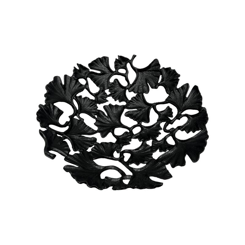 15 Inch Wide Decorative Handmade Aluminum Ginkgo Leaf Bowl - 14.5 x 14.5 x 4 in