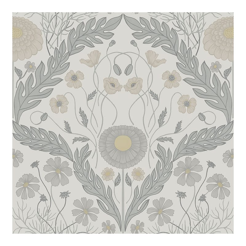 Midbec Marguerite Grey Damask Wallpaper - 20.5 x 396 x 0.025