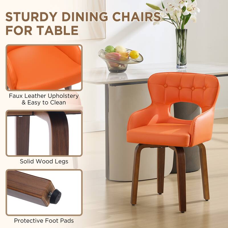 Bentwood Swivel Dining Chairs Set of 2/4/6, Faux Leather Upholstered Chairs Kitchen Chairs