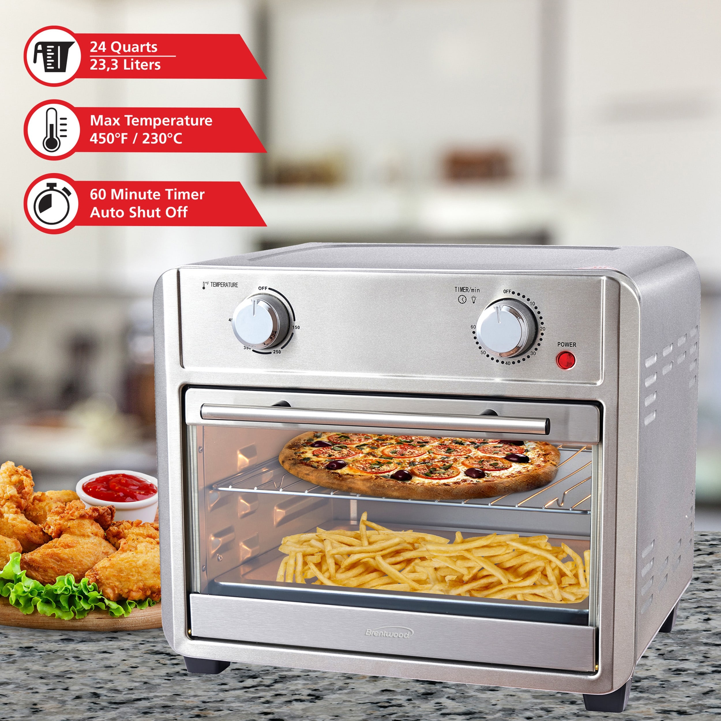EUROTO Air Fryer Toaster Oven 26 Qt. Stainless 24-in-1 Digital