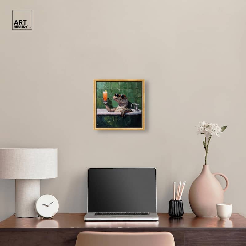 Cocktail Croc I Canvas by Art Remedy