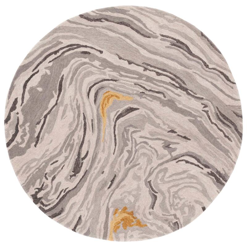SAFAVIEH Handmade Soho Brittanie Modern Wool Rug - 6' Round - Grey/Gold