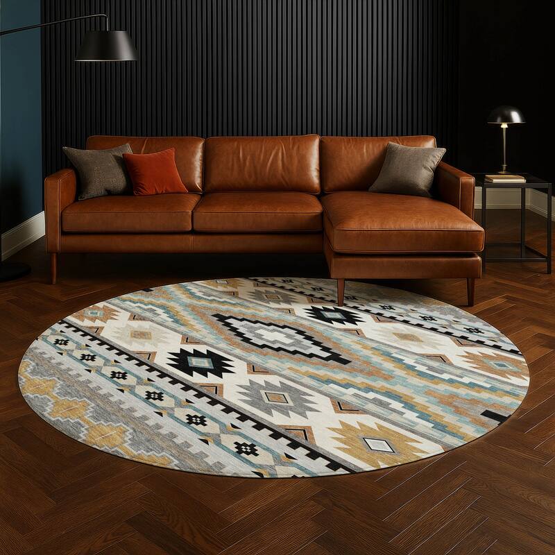 Machine Washable Indoor/ Outdoor Modern Ottawa Chantille Rug