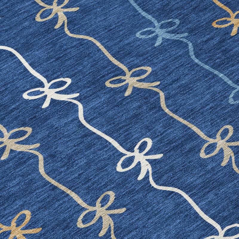 Machine Washable Indoor/ Outdoor Modern Bow Stripe Chantille Rug