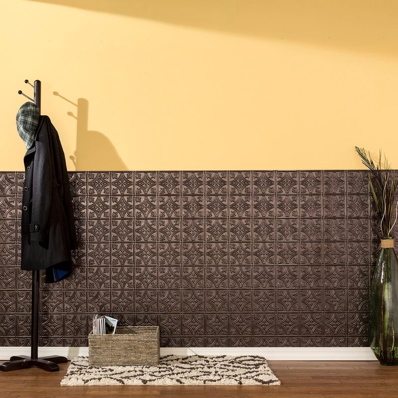 FASÄDE Traditional 1 4-foot x 8-foot PVC Wall Panel in Smoked Pewter