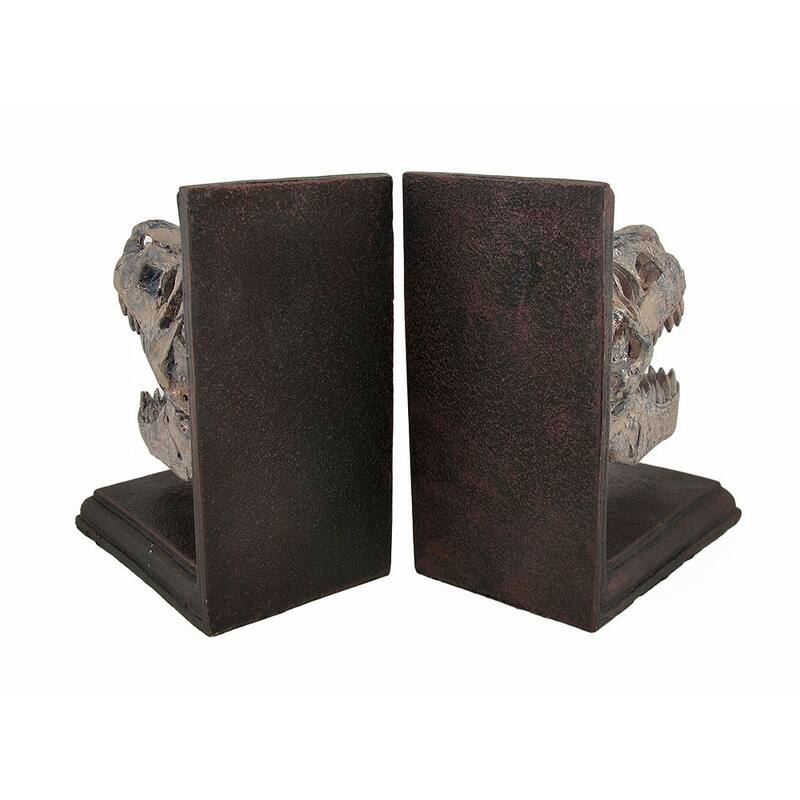 Set Of 2 Tyrannosaurus Rex T-Rex Skull Bookends - 6.5 X 5 X 3.5 inches
